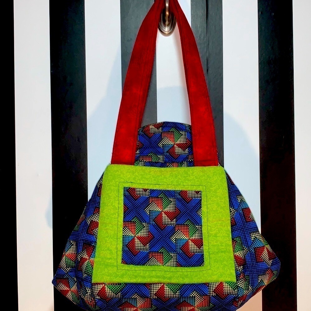 Fabric Quilted Handmade Zipper Folding Oversize Handbag Unique Funky Zips Shut